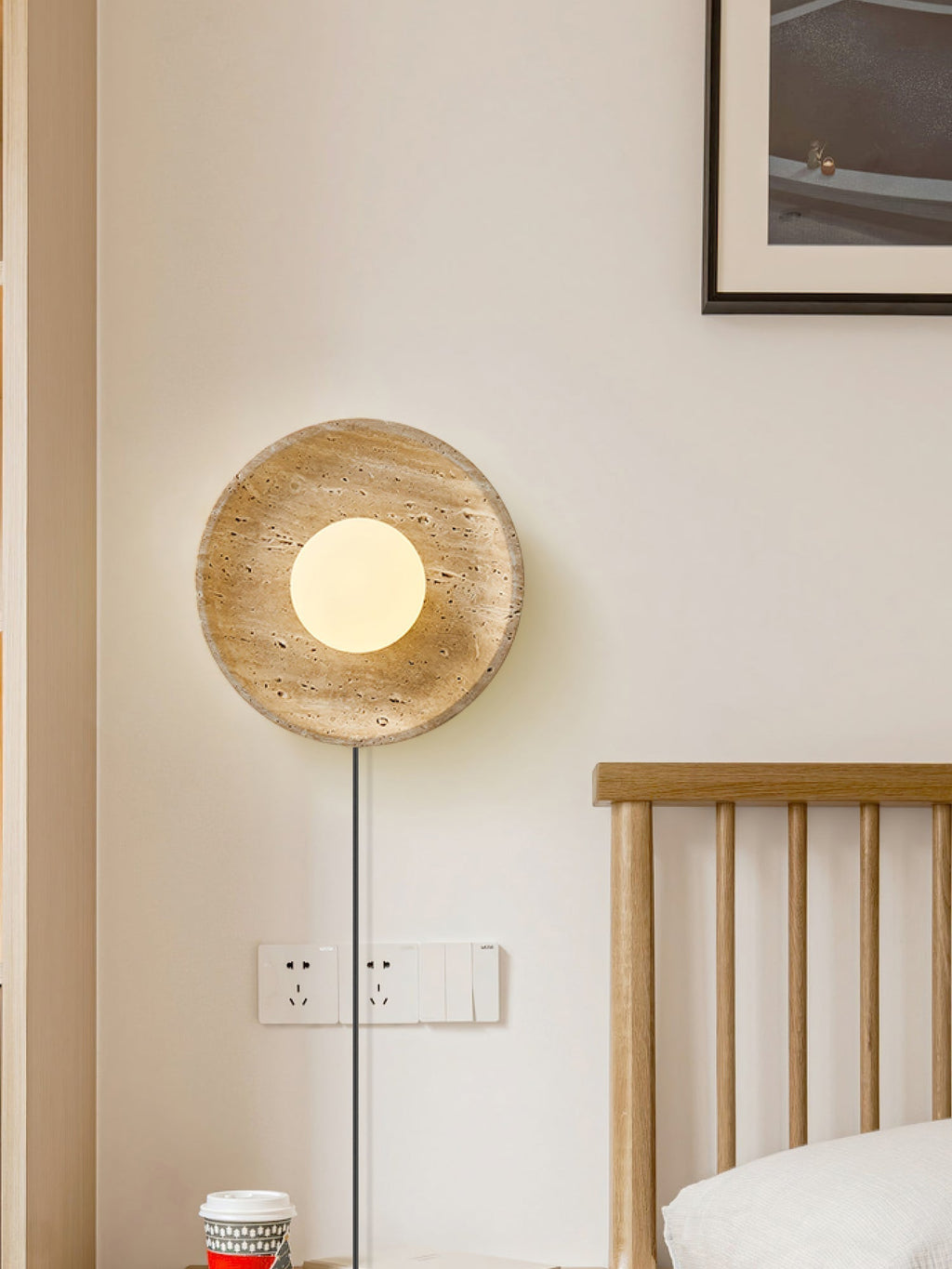 Cocarila Ring Shade Travertine Wall Light - Neutralighting