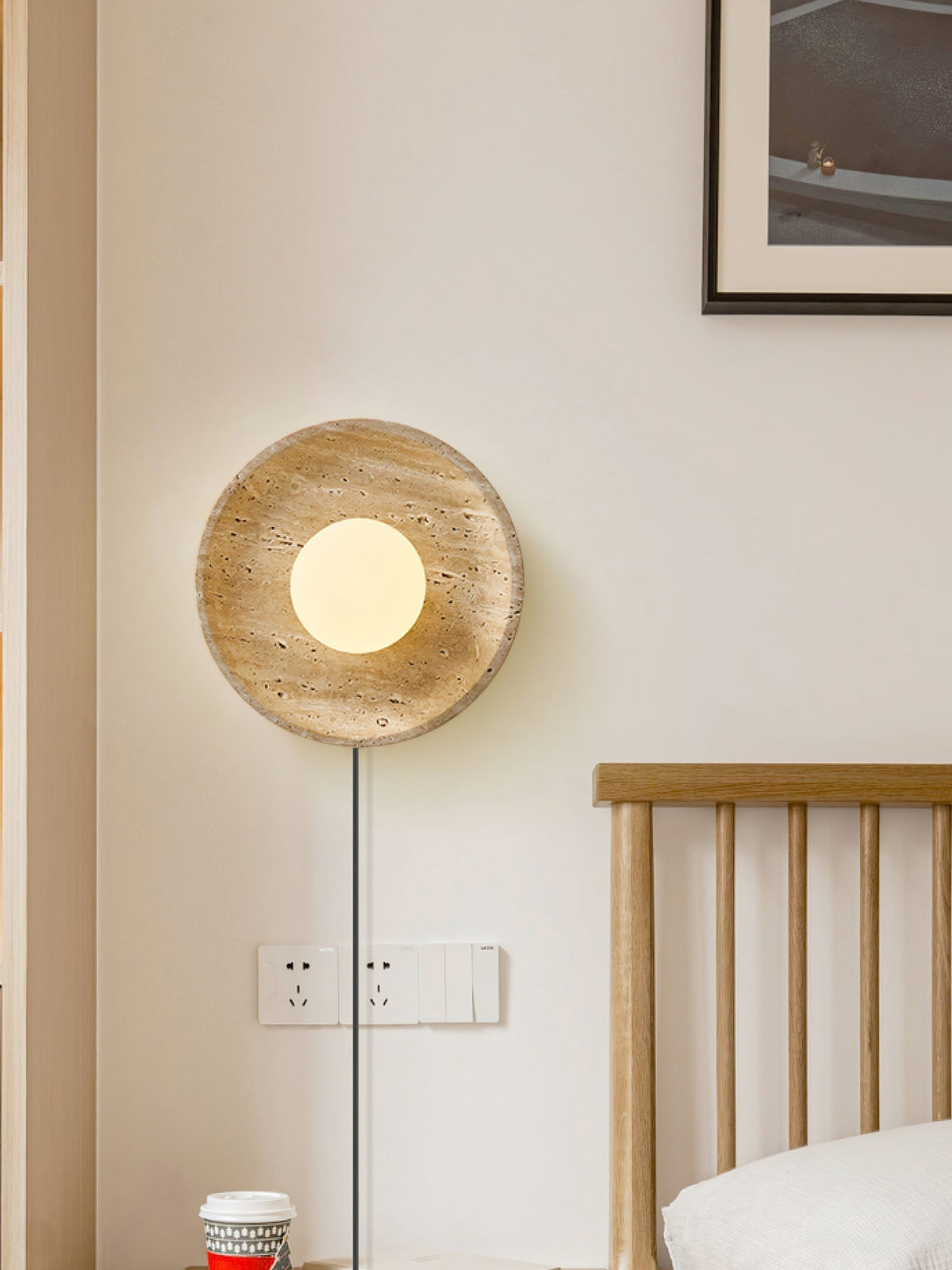 Cocarila Ring Shade Travertine Wall Light - Neutralighting