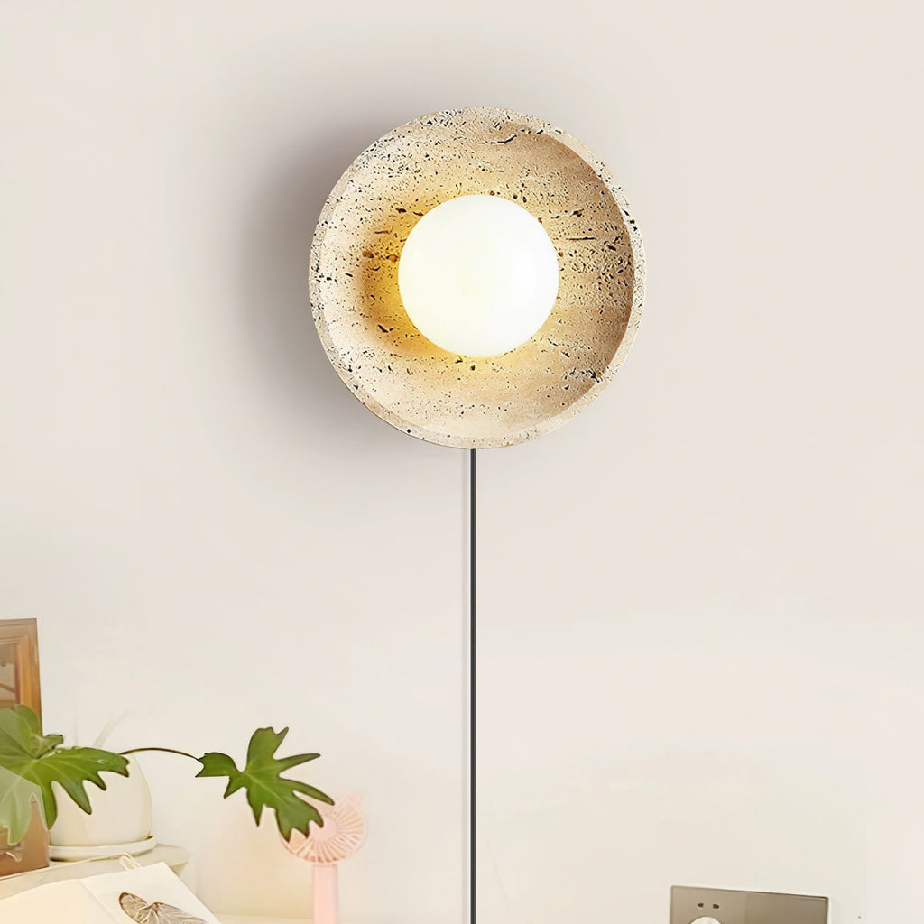 Cocarila Ring Shade Travertine Wall Light - Neutralighting