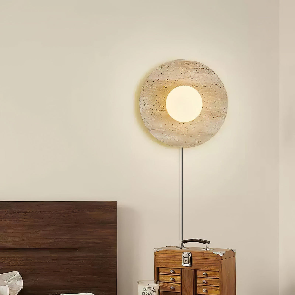 Cocarila Ring Shade Travertine Wall Light - Neutralighting