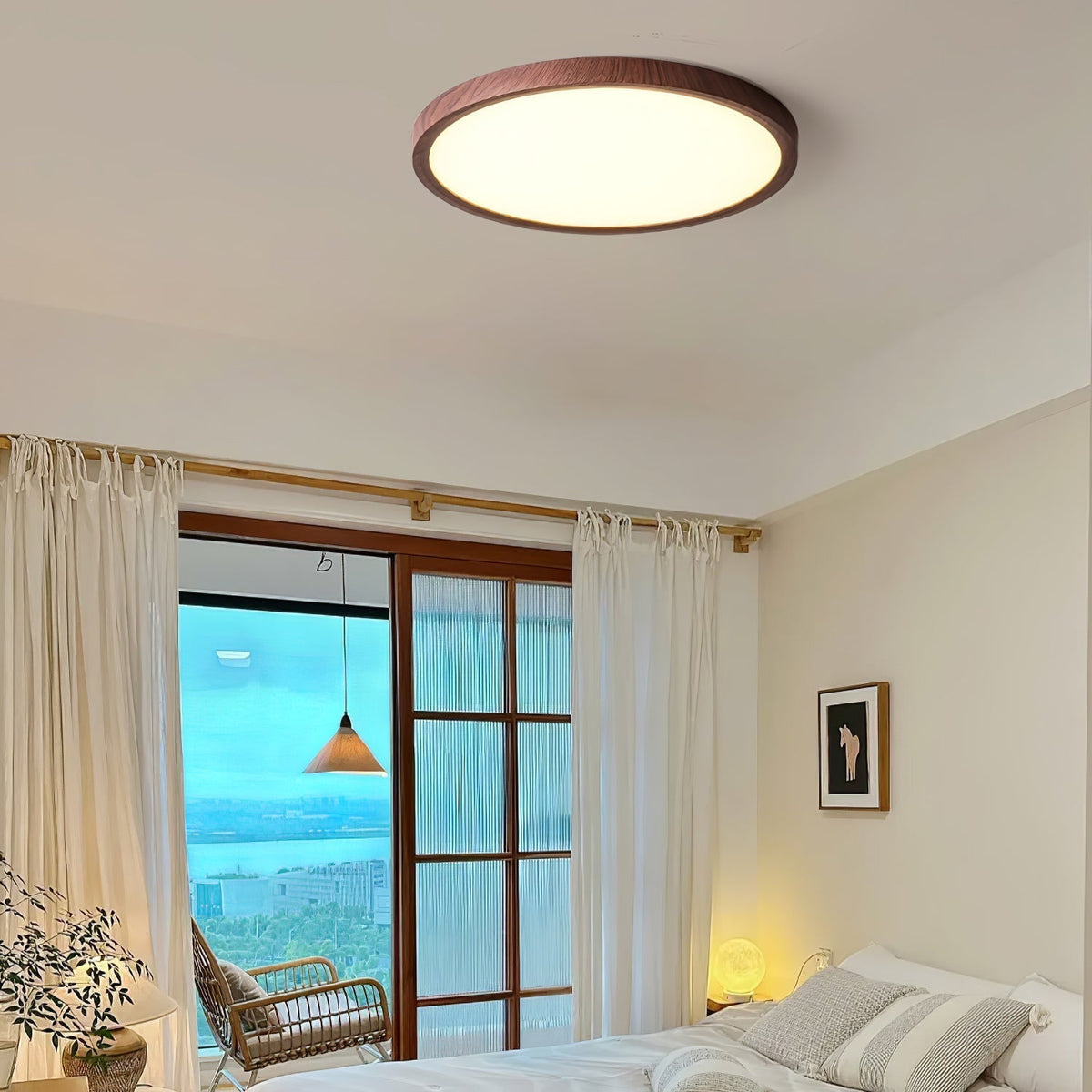 Ivera Plafonnier Rond Ultra-fin Bois - Neutralighting