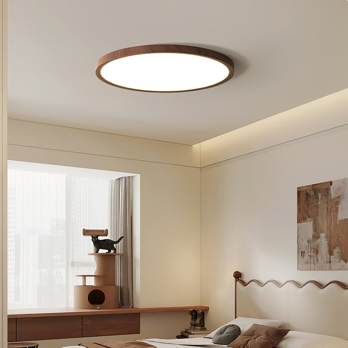 Ivera Plafonnier Rond Ultra-fin Bois - Neutralighting
