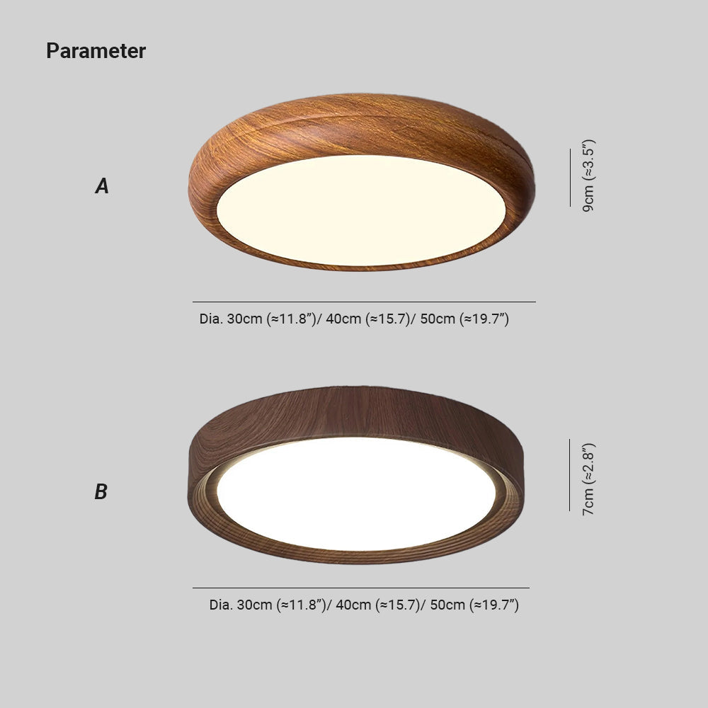 Grena Motif Bois Plafonnier Led Rond - Neutralighting