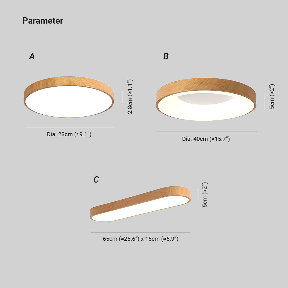 Eliriel Lampe Plafonnier Ronde Minimaliste en Bois - Neutralighting