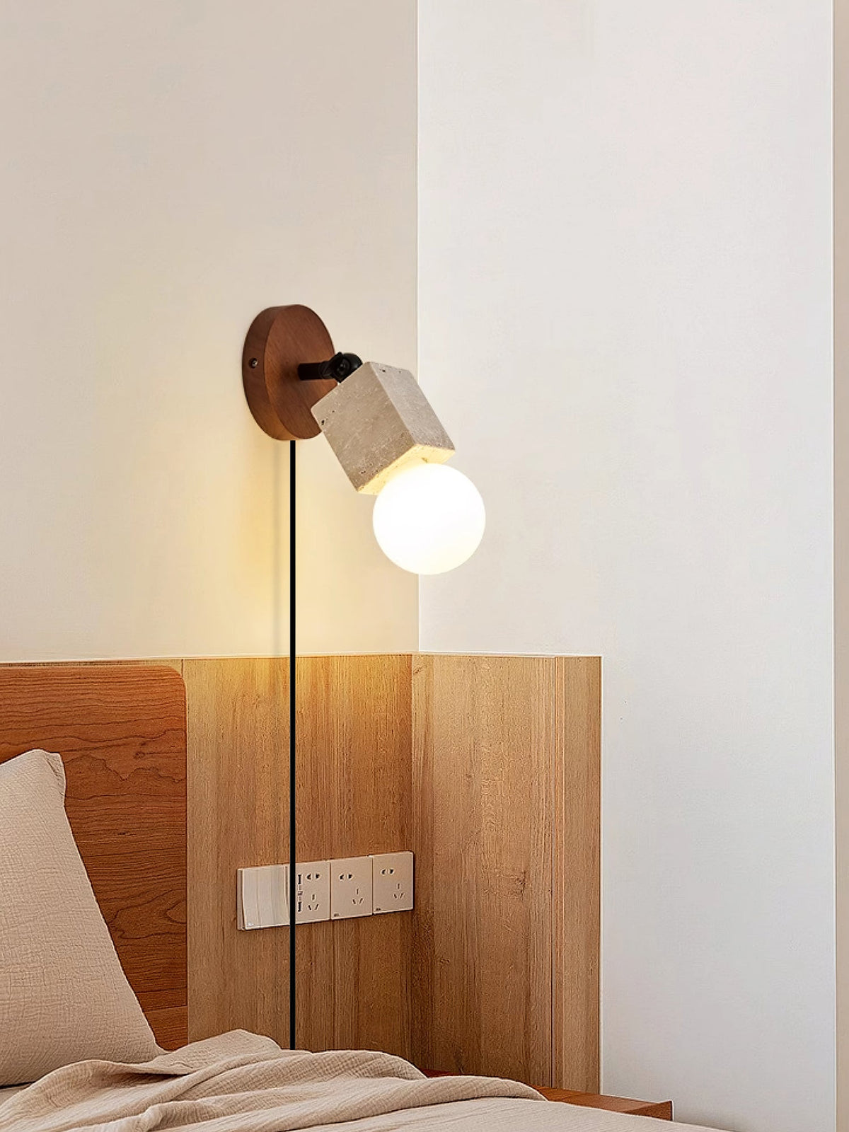 Cesilyra Swivel Cylinder Travertine Wall Light - Neutralighting