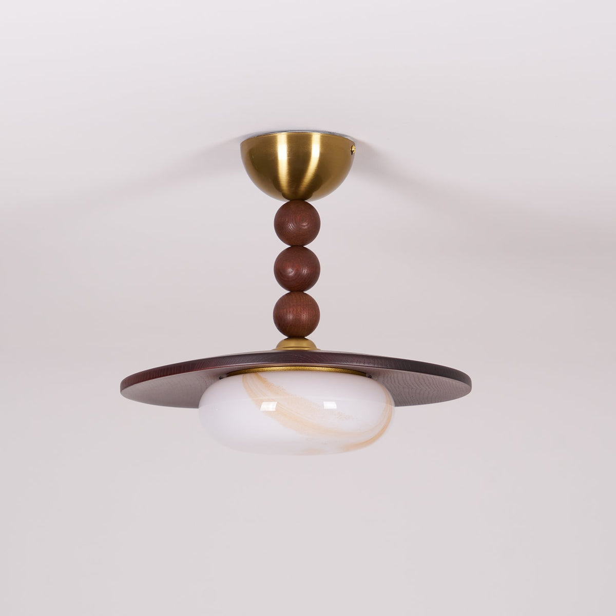 Yeste Plafonnier couleur noyer et imitation albâtre blanche - Neutralighting