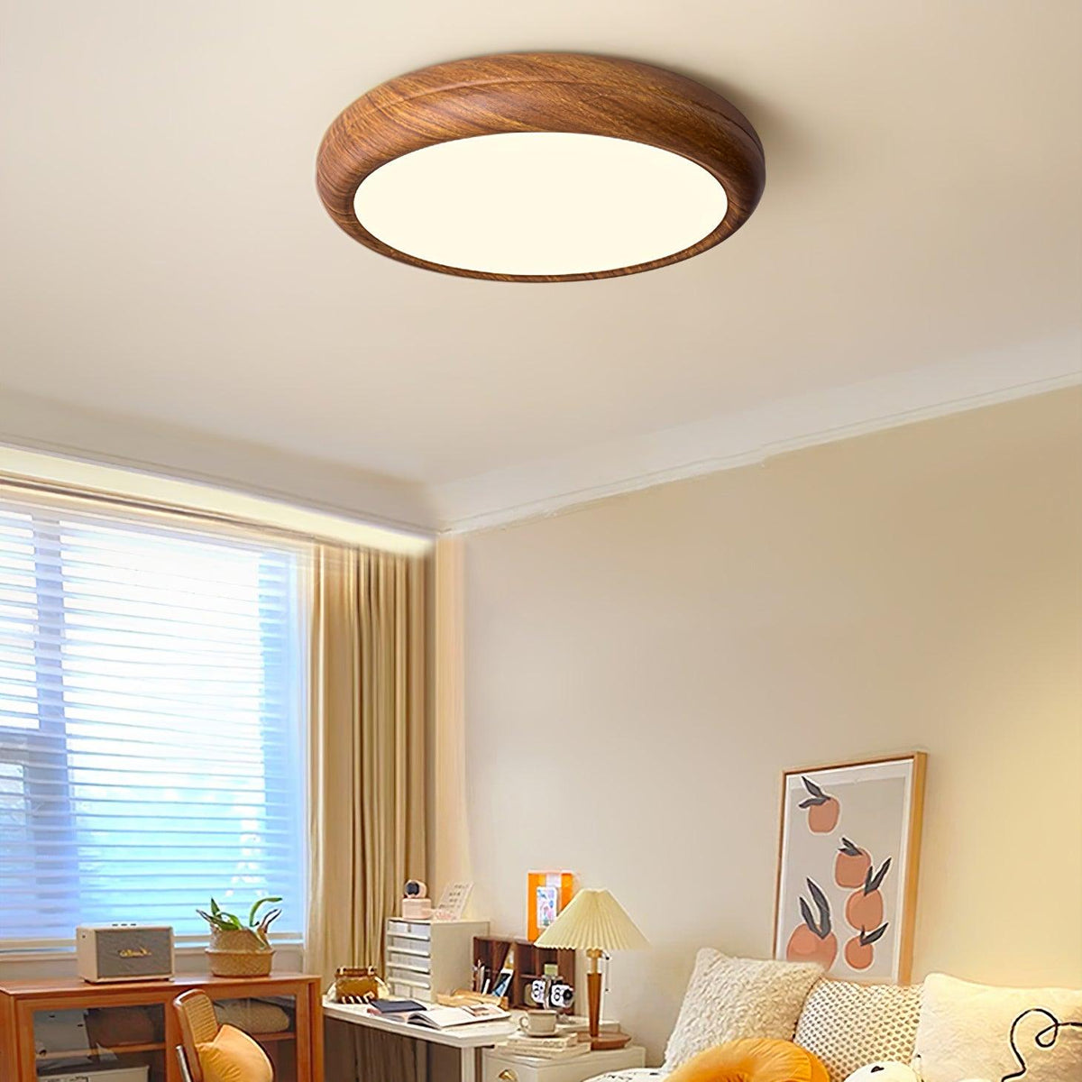 Grena Motif Bois Plafonnier Led Rond - Neutralighting