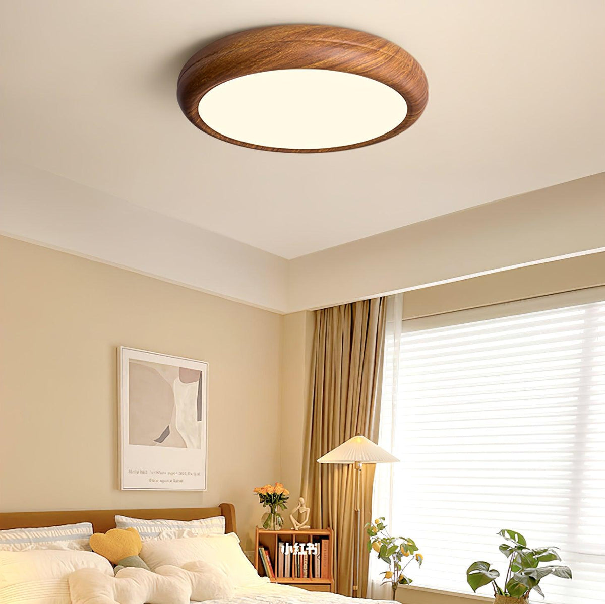 Grena Motif Bois Plafonnier Led Rond - Neutralighting