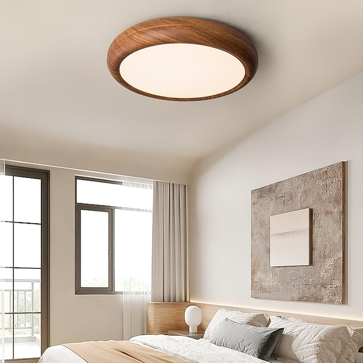 Grena Motif Bois Plafonnier Led Rond - Neutralighting