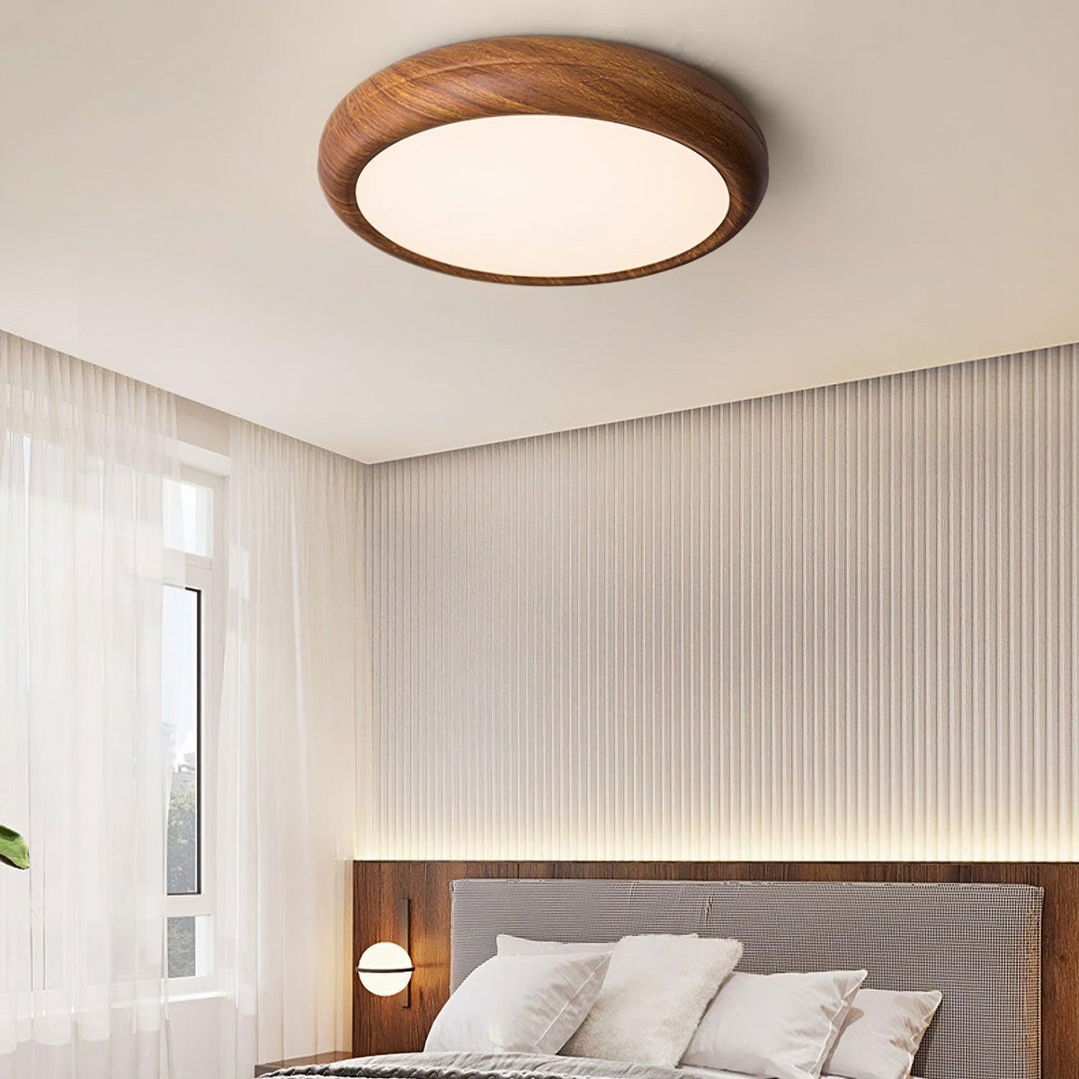 Grena Motif Bois Plafonnier Led Rond - Neutralighting
