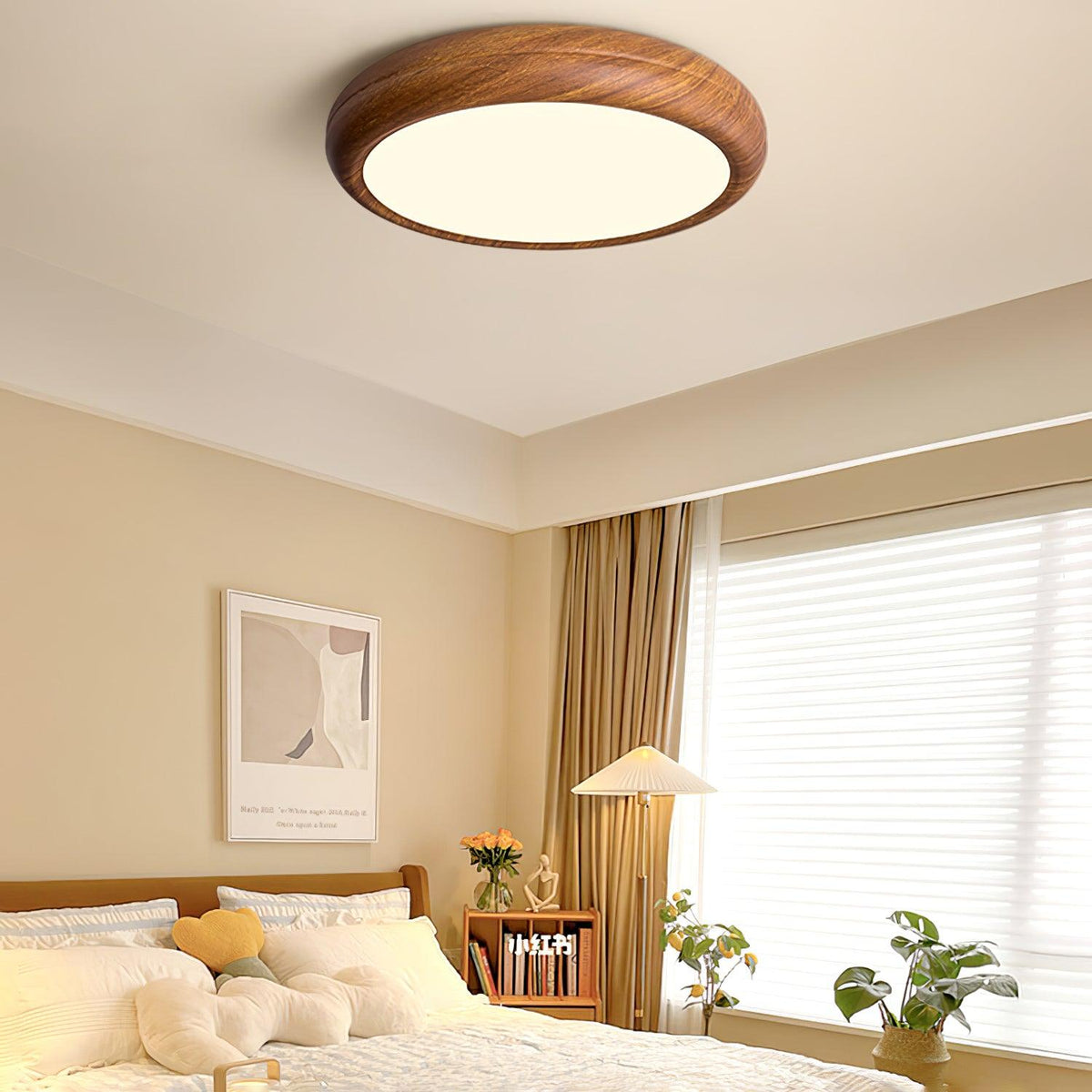 Grena Motif Bois Plafonnier Led Rond - Neutralighting