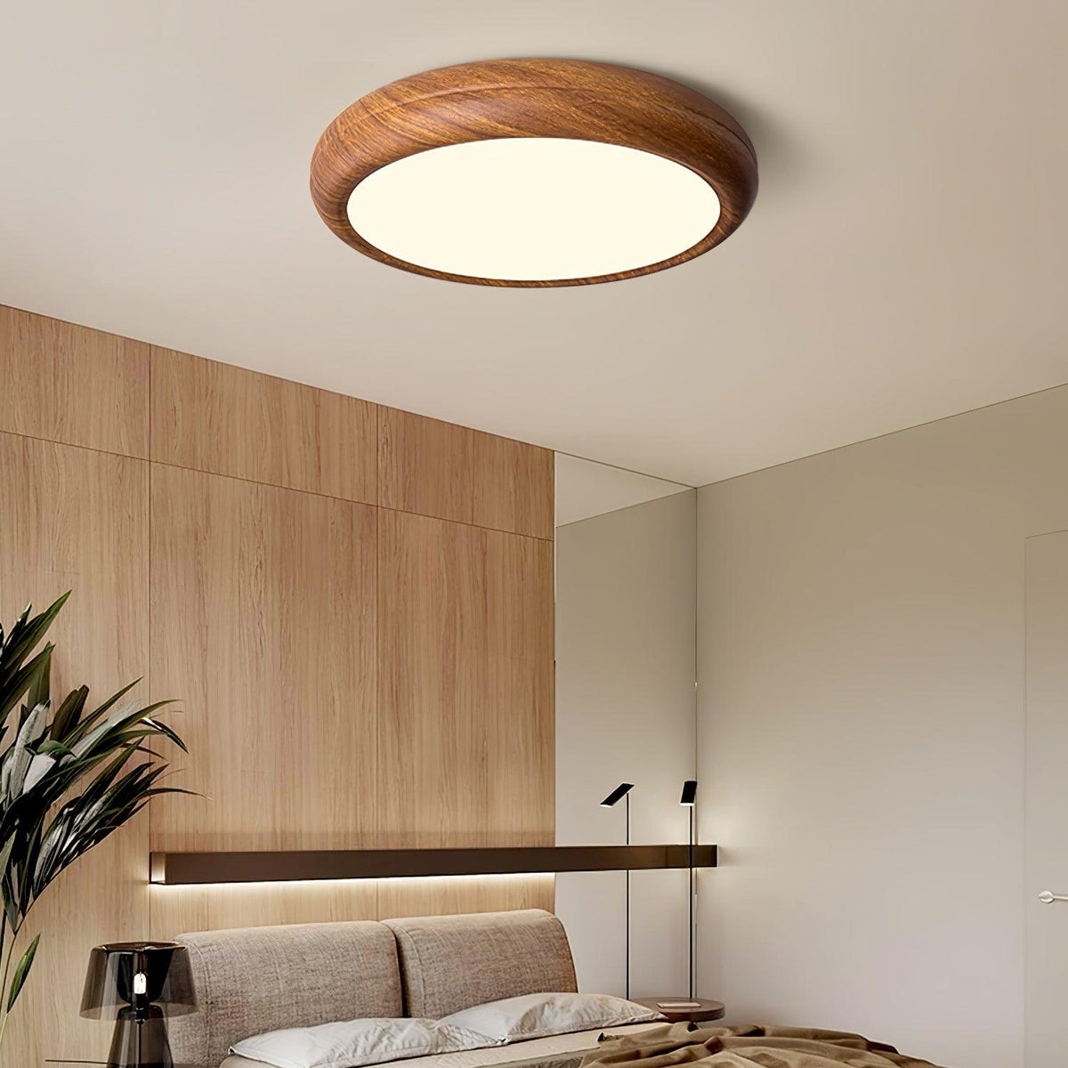 Grena Motif Bois Plafonnier Led Rond - Neutralighting