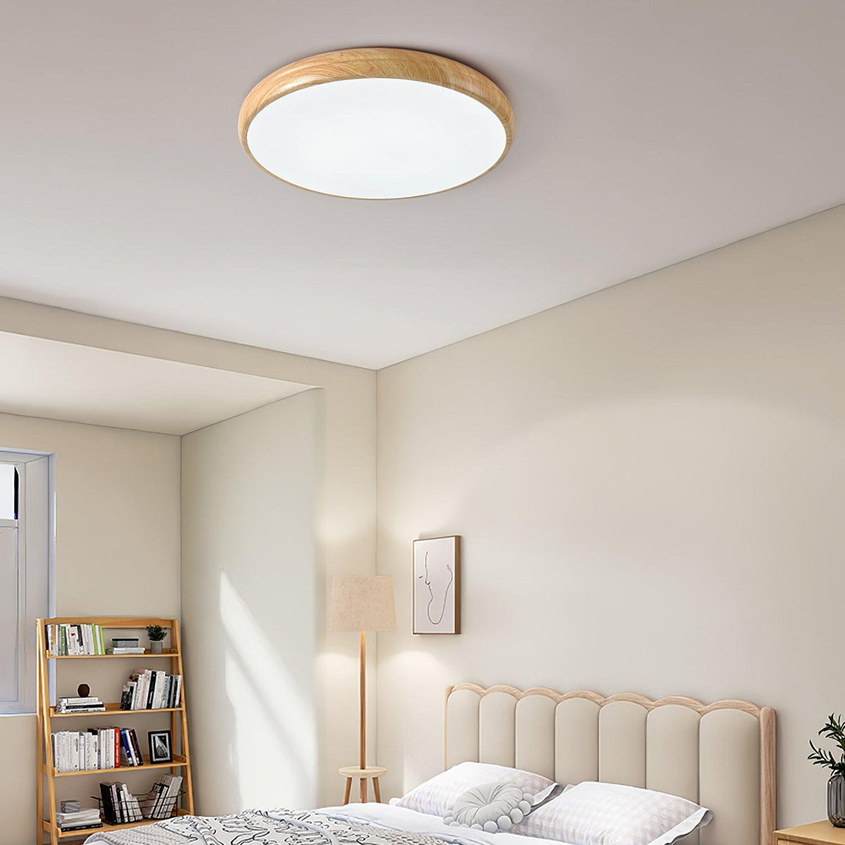 Grena Motif Bois Plafonnier Led Rond - Neutralighting