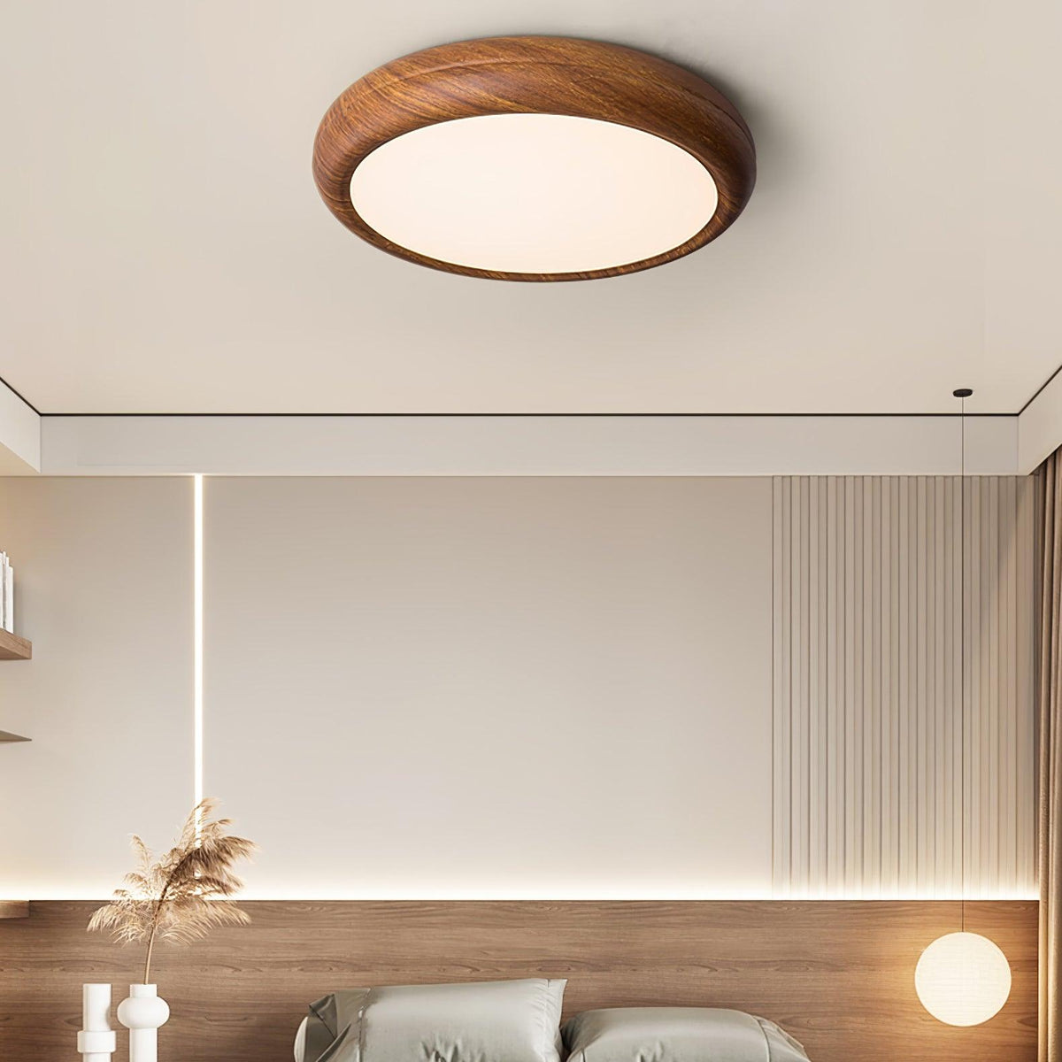 Grena Motif Bois Plafonnier Led Rond - Neutralighting