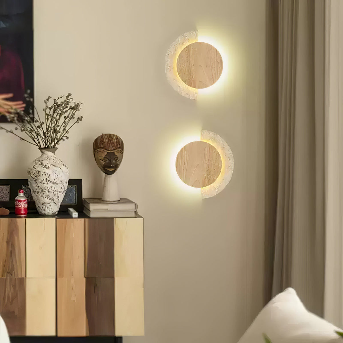 Coraeen Applique Murale Demi-Lune en Travertin - Neutralighting