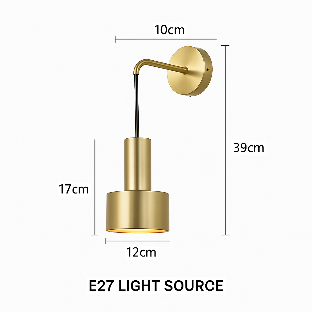 Applique murale LED design avec base doré et abat-jour métal Home