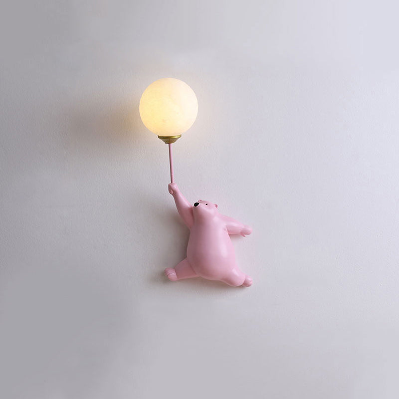 Bear Balloon Applique Murale Ours Ballon Moderne Animale. Blanc/Bleu/Rose. Salon - Neutralighting