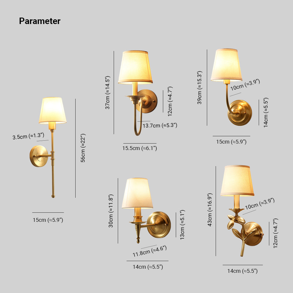 Silva Applique Murale Landerne Vintage, 5 Style, Métal/Tissu, Or, Chambre - Neutralighting