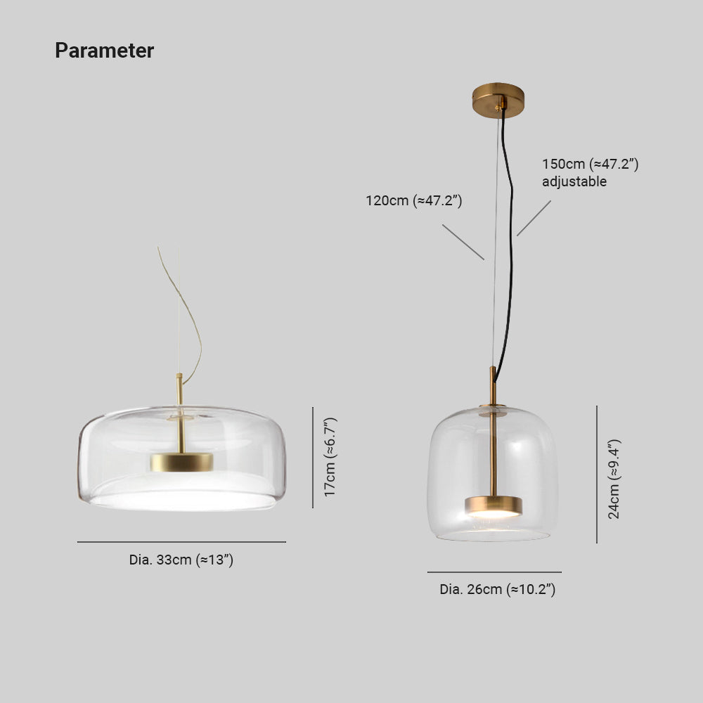 June Suspension Cylindre Moderne Verre. Claire/Grise Fumée/Ambre - Neutralighting