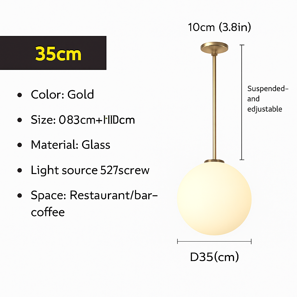 Lampe Suspension Globe Verre Blanc