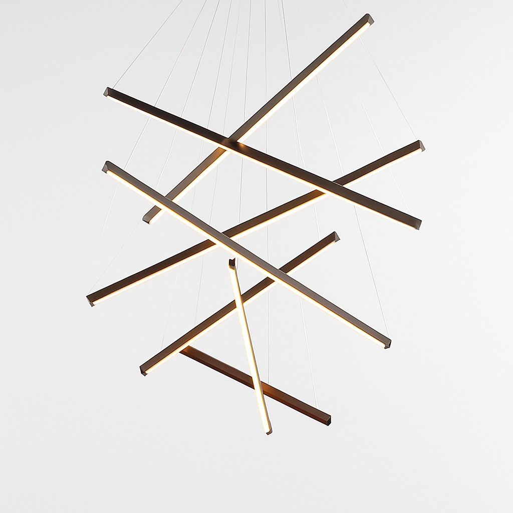 Lustre design LED avec baguettes métalliques lumineuses Solana