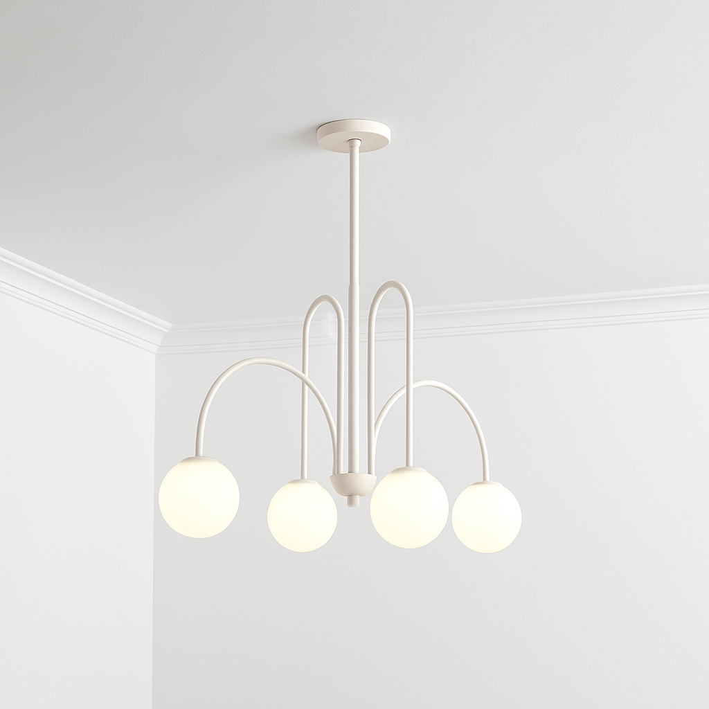 Lustre design LED à branches dorées avec boules en verre Light