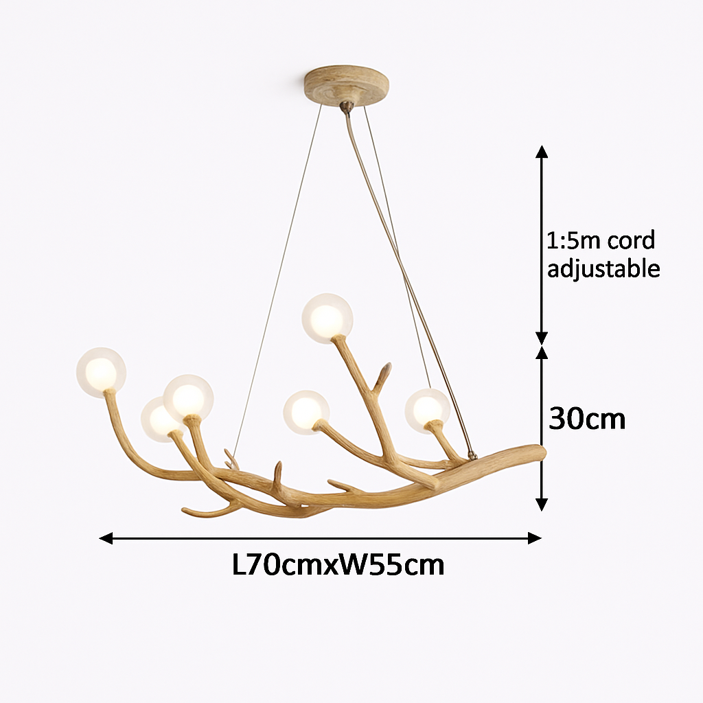 Lustre design moderne en forme de branches d'arbres avec plusieurs lampes LED
