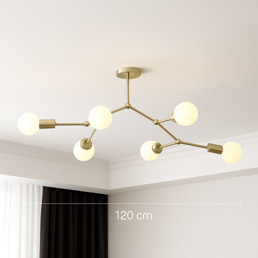 Lustre industriel LED avec plusieurs branches métalliques Rally