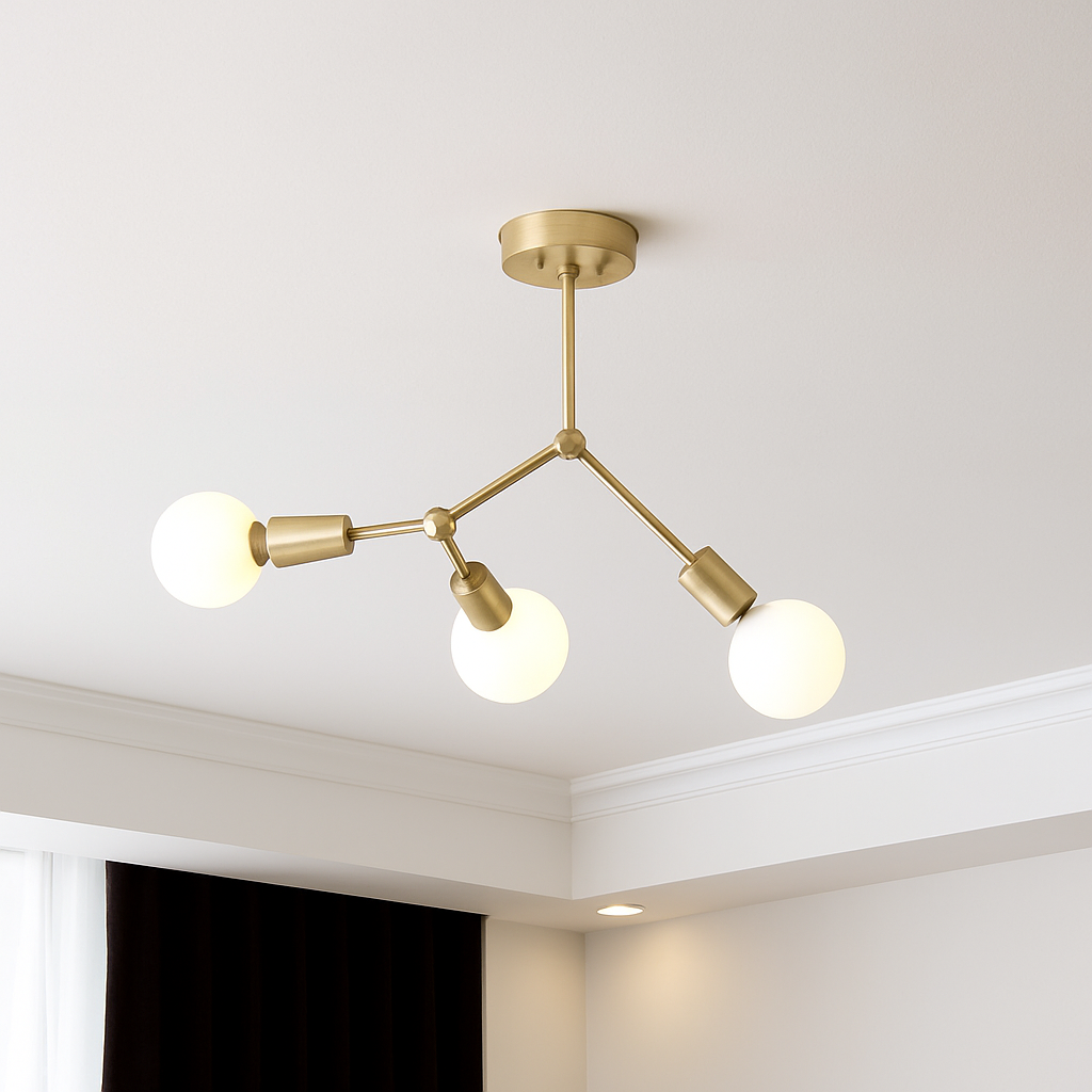 Lustre industriel LED avec plusieurs branches métalliques Rally