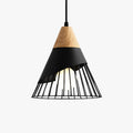 Suspension design LED en bois et cage de couleur