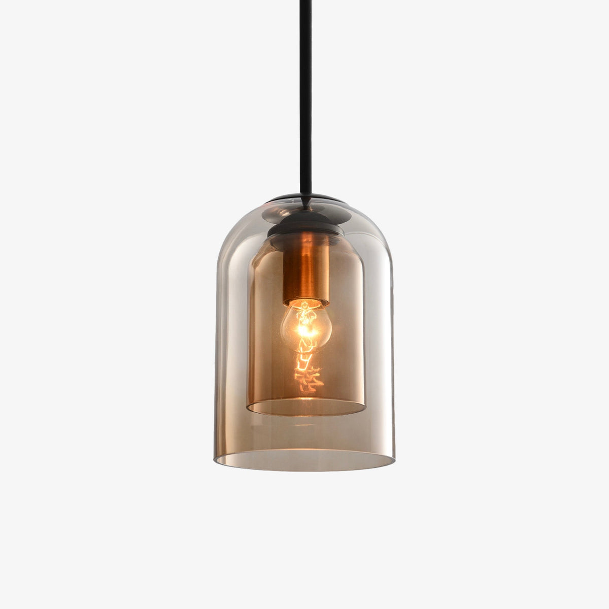 Suspension design tube arrondi double verre fumé
