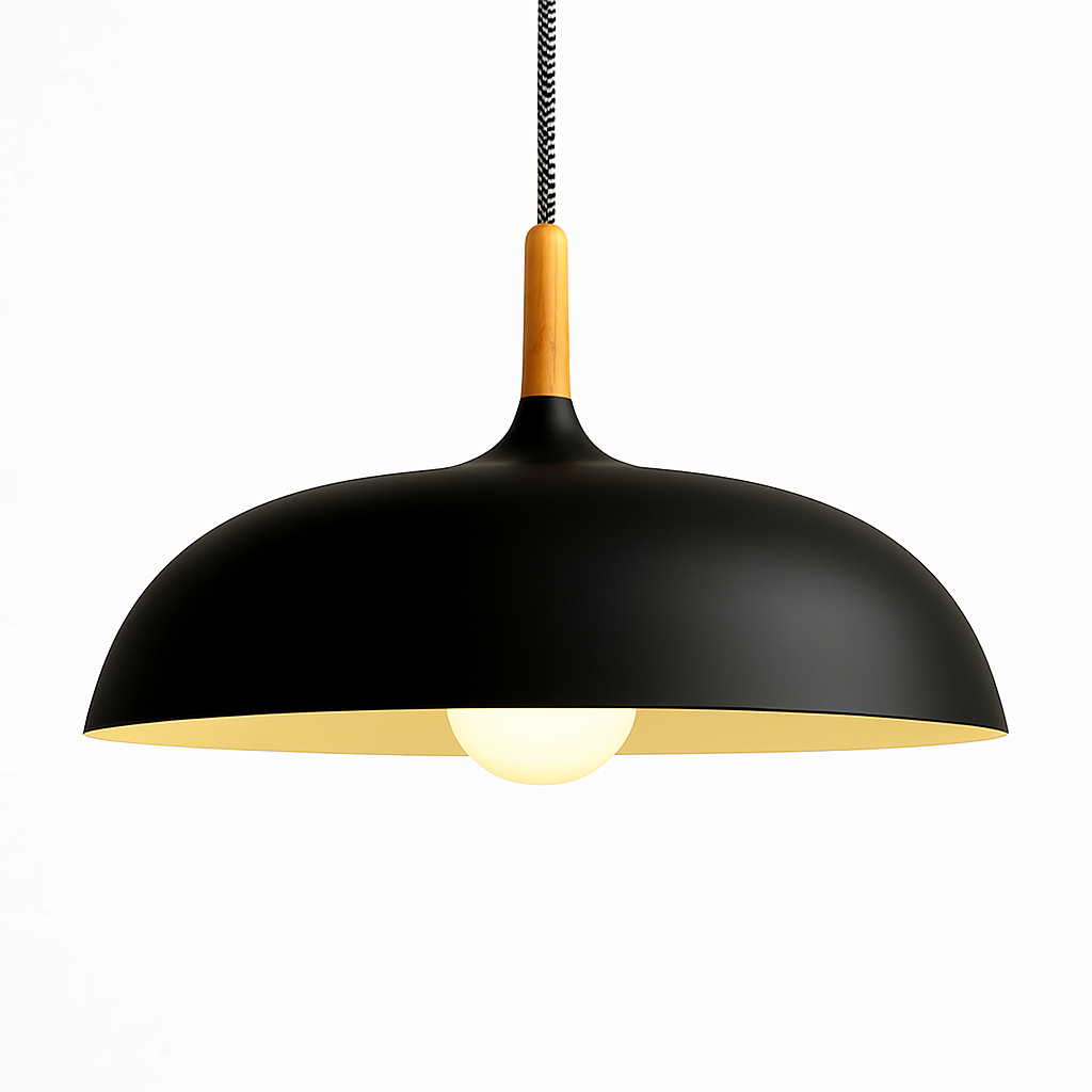 Suspension en aluminium de couleur et tige en bois Wood