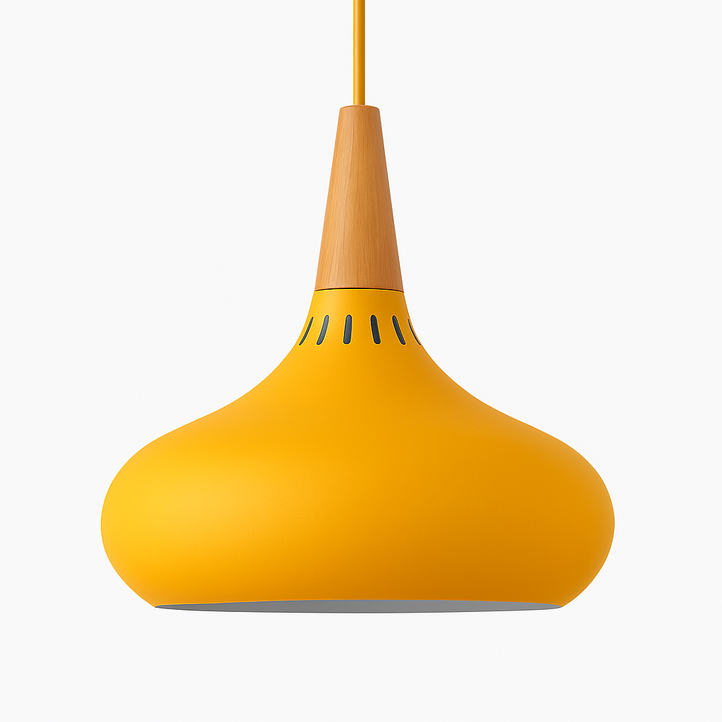 Suspension LED en métal et tige en bois Loft