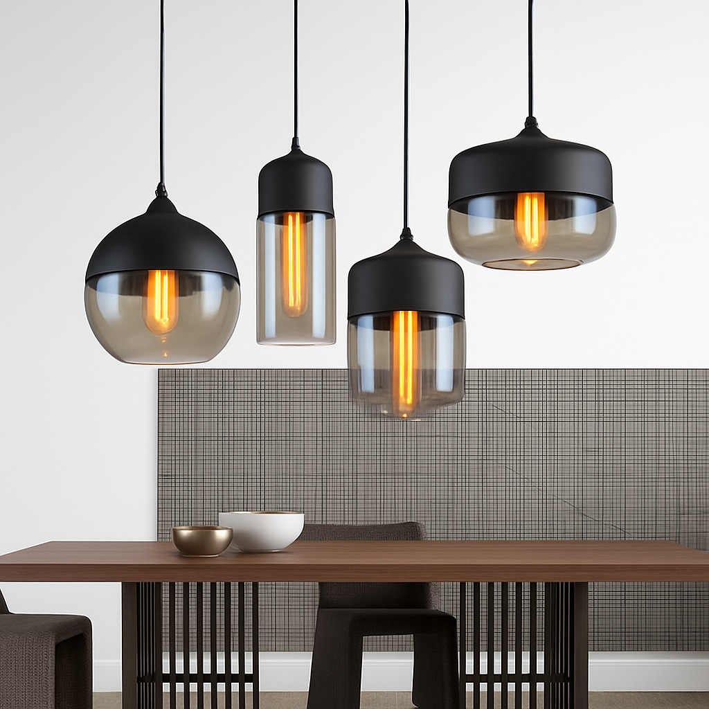 Suspension moderne design en verre et métal Loft