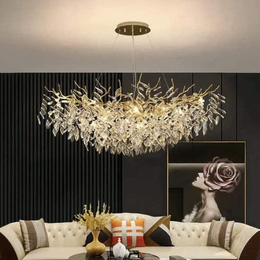 Lustre design feuilles cristal