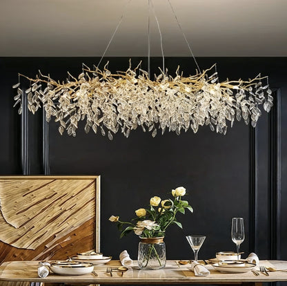 Lustre design feuilles cristal