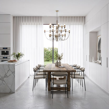 Lustre chandelier moderne noir et chrome