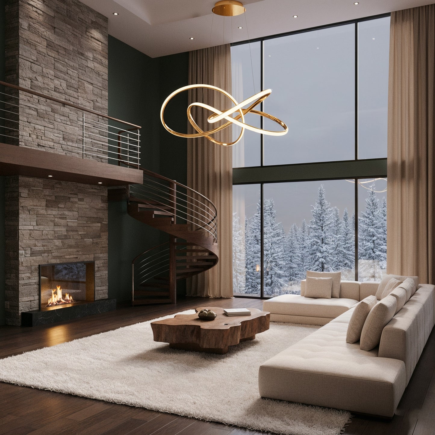 Suspension design dorée