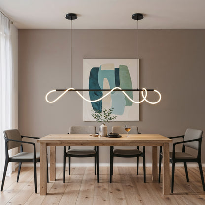 Suspension LED Ondulée Dorée